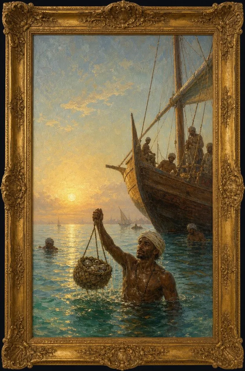 Bahrain, pearl diver at dawn